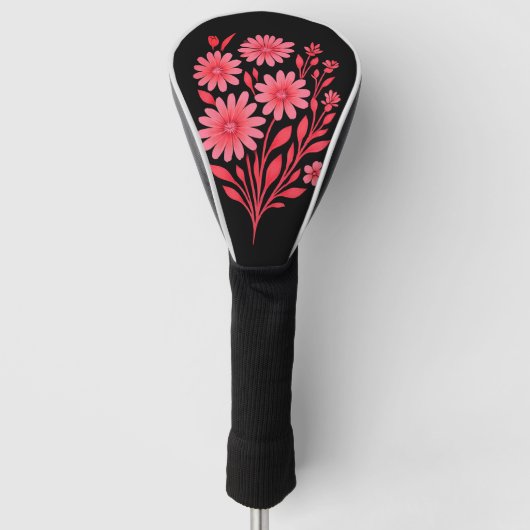 Pink Floral Golf Club Headcover  (Vorderseite)