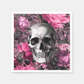 Pink Floral Goth Skull Serviette (Vorderseite)
