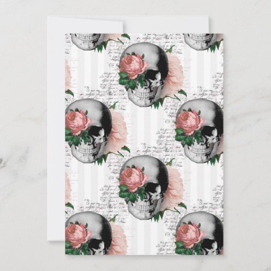 Pink Floral Gothic Skull Engagement Party Einladung (Rückseite)
