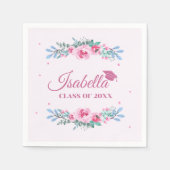 Pink Floral Grad Abschluss Napkins Serviette (Vorderseite)