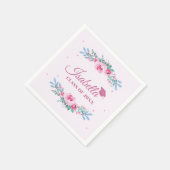 Pink Floral Grad Abschluss Napkins Serviette (Ecke)