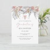 Pink Floral Grad Party Abschluss Einladung (Stehend Vorderseite)