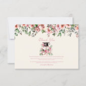 Pink Floral Graduation Party Dankeskarte (Vorderseite)