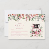 Pink Floral Graduation Party RSVP Karte (Vorderseite)