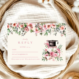 Pink Floral Graduation Party RSVP Karte