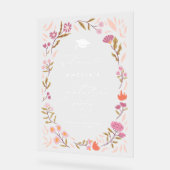 Pink Floral Graduation Party-Zeichen Acrylschild (Winkel)