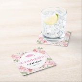 Pink Floral Graduation  Rechteckiger Pappuntersetzer (Vor Ort)
