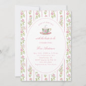 Pink Floral Grandmillennial Bridal Tea Party  Einladung (Vorderseite)
