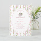 Pink Floral Grandmillennial Bridal Tea Party  Einladung (Stehend Vorderseite)
