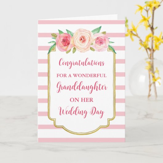 Pink Floral Grandtochter Hochzeitsgratulation Karte (Gelbe Blume)