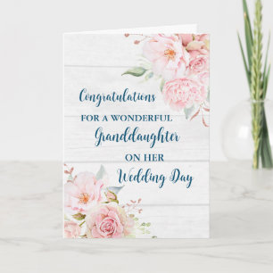 Pink Floral Grandtochter Hochzeitsgratulation Karte