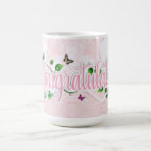 Pink Floral Gratulationen Text Tasse (Mittel)