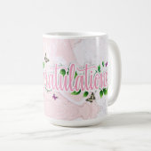 Pink Floral Gratulationen Text Tasse (VorderseiteRechts)