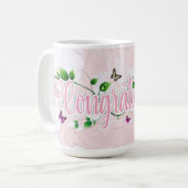 Pink Floral Gratulationen Text Tasse (Vorderseite Links)