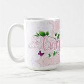 Pink Floral Gratulationen Text Tasse (Links)