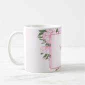 Pink Floral Green Leaves Elegant Wedding Party Kaffeetasse (Links)