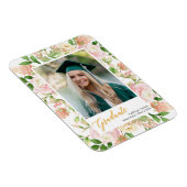 Pink Floral Greenery Script Girl Abschluss Foto Magnet (Rechte Seite)