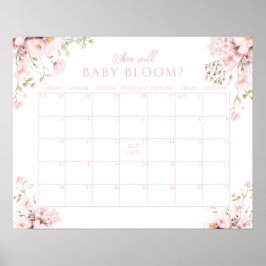 Pink Floral Guess Due Date Baby Girl Bloom Poster