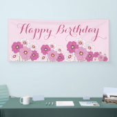 Pink Floral Happy Birthday Banner (Messe)