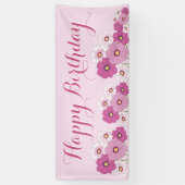 Pink Floral Happy Birthday Banner (Vertikal)