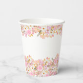 Pink Floral Happy Birthday Pappbecher (Rückseite)