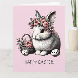 Pink Floral Happy Oster Niedlich Bunny Blumen Wrea Karte