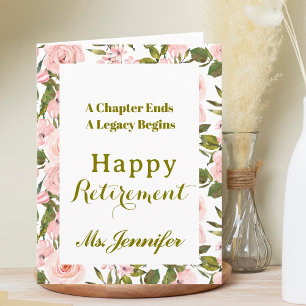 Pink Floral Happy Rentcard für Lehrer Karte