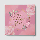 Pink Floral Happy Wedding Guest Book Gästebuch (Rückseite)