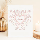 Pink Floral Heart 2025 Individuelle Name Planer