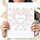 Pink Floral Heart 2025 Individuelle Name Planer