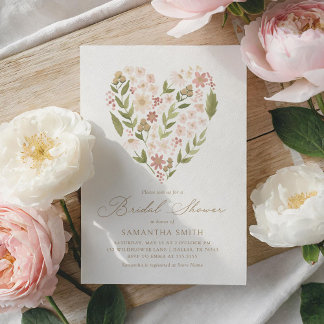 Pink Floral Heart Brautparty Einladung