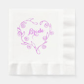 Pink Floral Heart Brautparty Napkin Serviette (Vorderseite)
