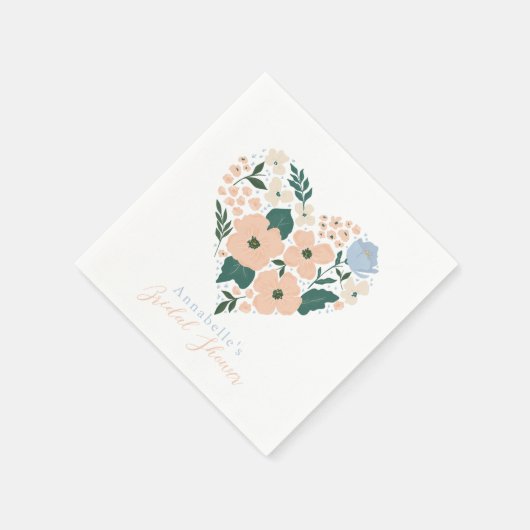 Pink Floral Heart Brautparty Serviette (Ecke)