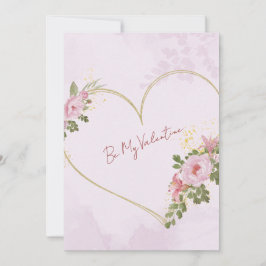 Pink Floral Heart Valentine Card Feiertagskarte