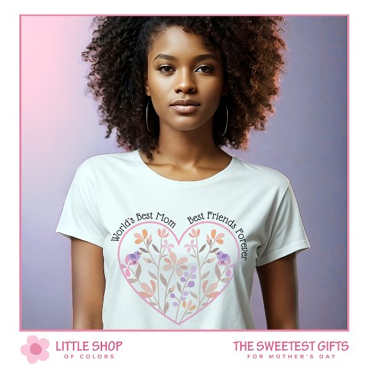 Pink Floral Heart World's Best Mama Mütter Day T-Shirt