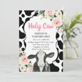 Pink Floral Heilige Kuh Ich bin ein Mädchen ersten Einladung (Stehend Vorderseite)