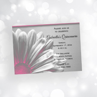 Pink Floral Highlights Quinceanera Party Einladung