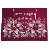 Pink Floral Holiday Geschenktasche Große Geschenktüte (Vorderseite)