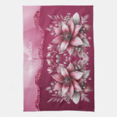 Pink Floral Holiday Kitchen Handtuch (Vertikal)