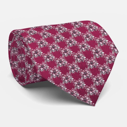 Pink Floral Holiday Neck Tie Krawatte (Gerollt)