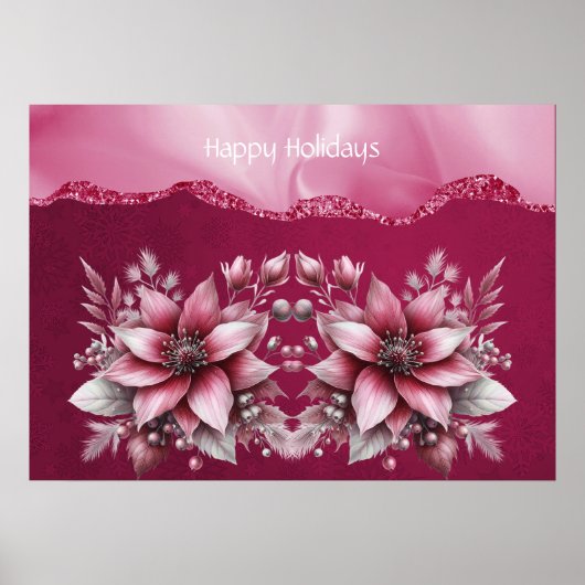 Pink Floral Holiday Poster (Vorne)