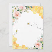 Pink Floral Honey Bee Baby Dusche Einladung (Rückseite)