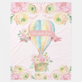 Pink Floral Hot Air Ballon Baby Girl Kinderzimmer Fleecedecke