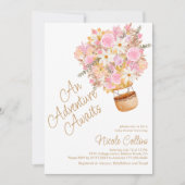 Pink Floral Hot Air Ballon Babydusche Einladung (Vorderseite)