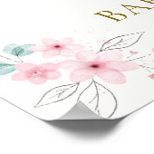 Pink Floral Hot Air Ballon Babydusche Willkommen Poster (Ecke)