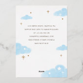 Pink Floral Hot Air Ballon Teddy Bear Baby Dusche Folieneinladung (Rückseite)