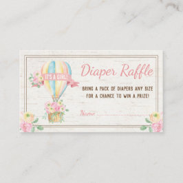 Pink Floral Hot Air Ballon Windeln Raffel Ticket Begleitkarte