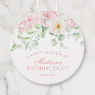 Pink Floral Hydrangea Bloms Geburtstagskreis Geschenkanhänger