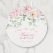 Pink Floral Hydrangea Bloom Baptiszirkel Geschenkanhänger (Rückseite)