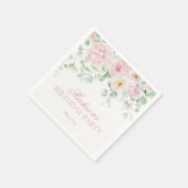 Pink Floral Hydrangea Botanische Blüten Geburtstag Serviette (Ecke)